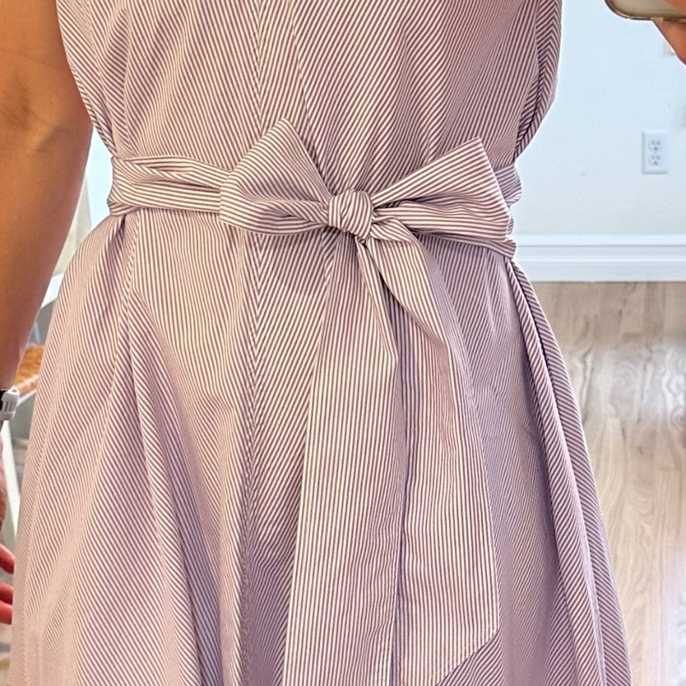 ANN MASHBURN Striped Dress with Bow - Lavender and White